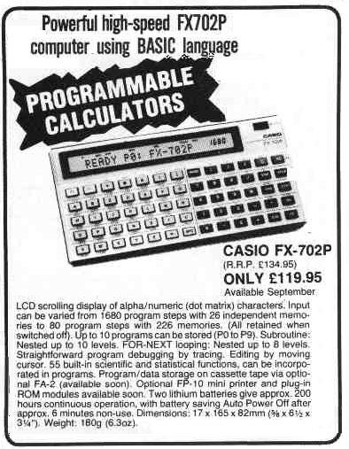 Casio FX-702P Calculator Ad