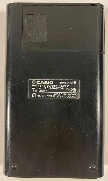 Casio Personal 8 Calculator Back