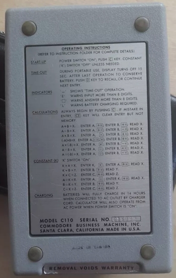 Commodore C110 Calculator Battery