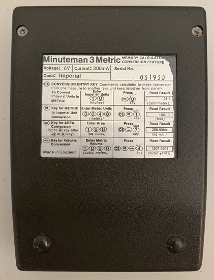 Commodore Minuteman 3 Metric Reference Guide